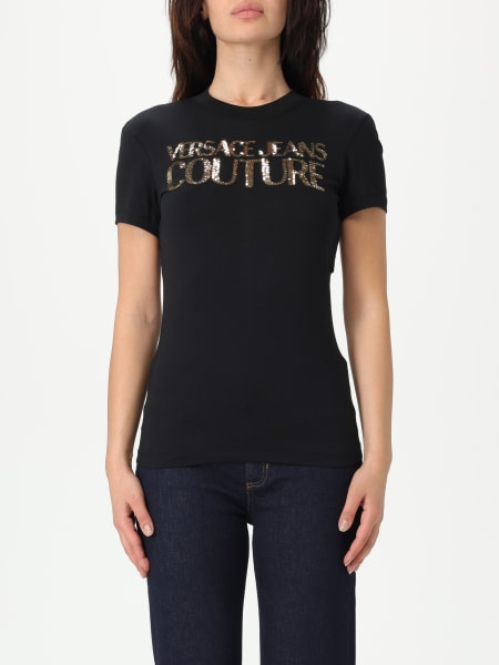 Tシャツ・カットソー VERSACE JEANS COUTURE Woman T-Shirt Black 78HAHE00CJ02E 899 VERSACE JEANS COUTURE: T-shirt woman - Black | Versace Jeans