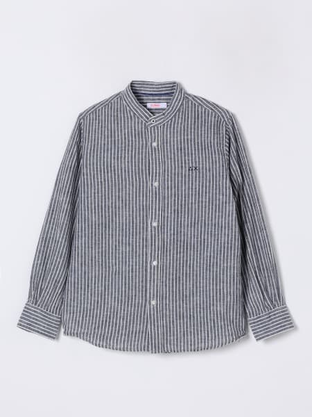 Camicia a righe SUN68 in lino e cotone>