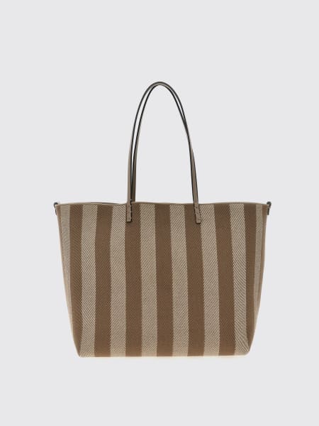 Borsa Roll Large Fendi reversibile in denim a righe Pequin e pelle