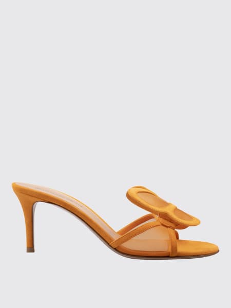 Gianvito Rossi: Mules Butterfly Gianvito Rossi in camoscio e nylon a rete con applicazione