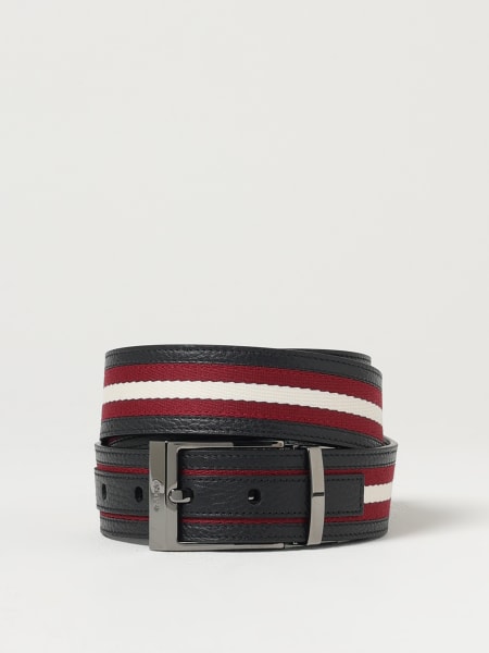 Cintura Bally reversibile in pelle a grana e nylon >