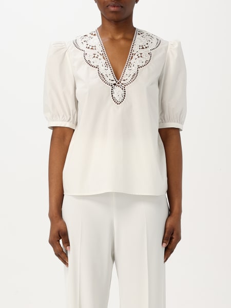 Twinset: Blusa Twinset in cotone con inserti in macramè