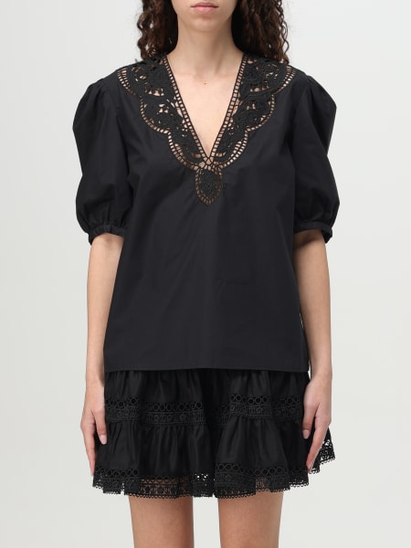 Twinset: Blusa Twinset in cotone con inserti in macramè
