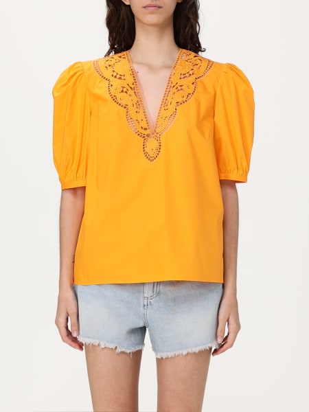 Twinset: Blusa Twinset in cotone con inserti in macramè
