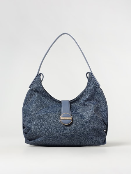 Borbonese: Borsa Eclipse Hobo M Borbonese in nylon riciclato stampa OP e pelle