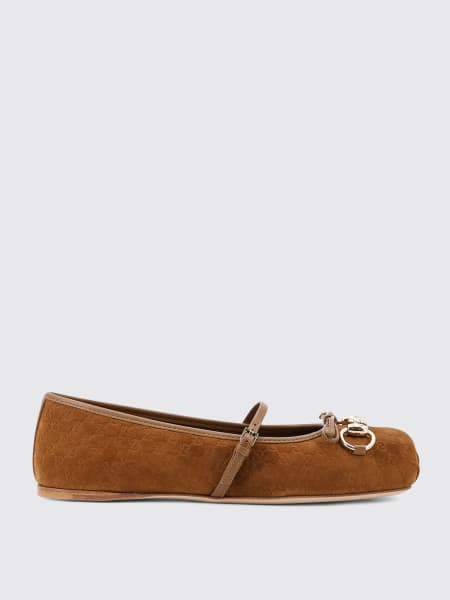 Ballerina Gucci in camoscio con monogram GG goffrato >