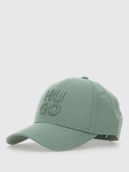 Cappello Hugo in cotone con logo ricamato >