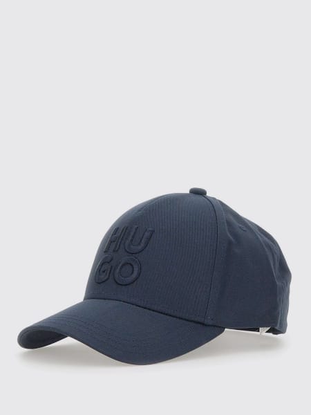 Cappello Hugo in cotone con logo ricamato >