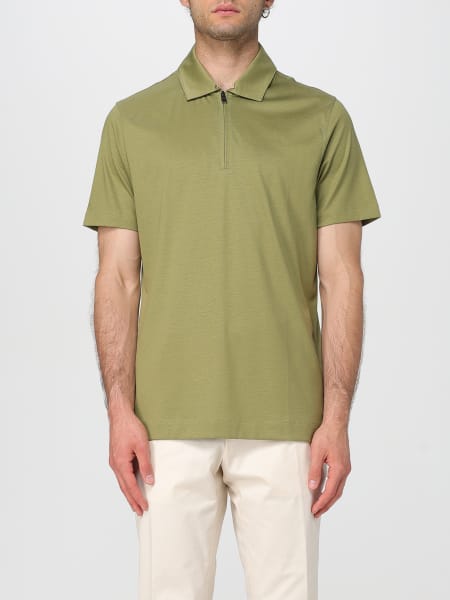 Boss: Polo in misto cotone con zip Boss