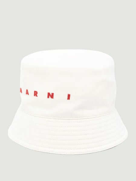 Cappello Marni in denim di cotone con logo ricamato >