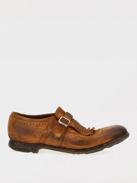 Church's: Monk Strap Shanghai Church's in camoscio used con motivo brogue