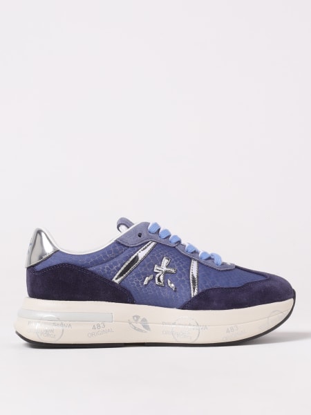 Premiata: Sneakers Cassie Premiata in camoscio e nylon stampa pitone