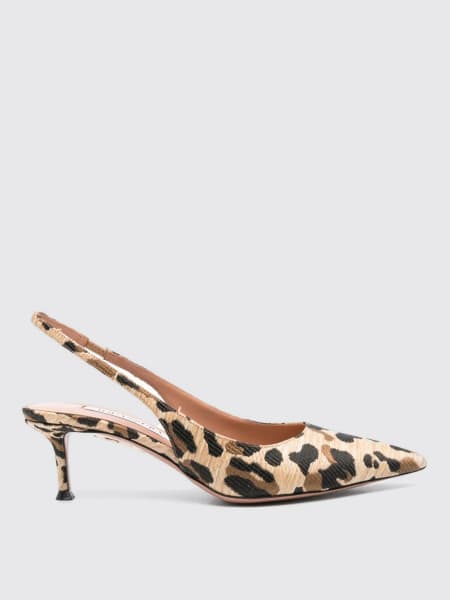 Aquazzura: Slingback New Purist Aquazzura in rafia con ricamo animalier