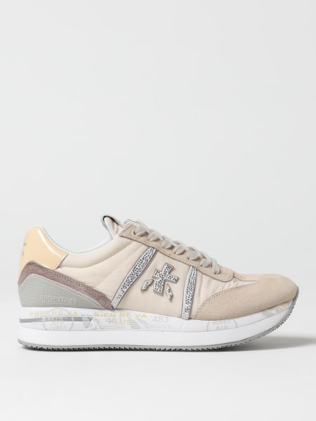 Premiata: Sneakers Conny Premiata in camoscio e nylon con strass applicati