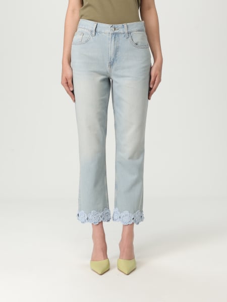Jeans cropped Liu Jo in denim con inserti in pizzo