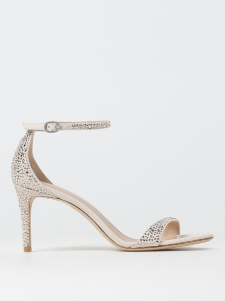 Stuart Weitzman: Sandalo Nudist Shine Stuart Weitzman in camoscio con strass