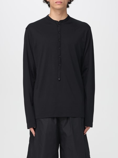 T-shirt in misto seta con bottoni Laneus>