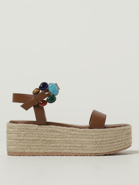 Gianvito Rossi: Sandalo Gianvito Rossi in pelle con fibbia di pietre cabochon