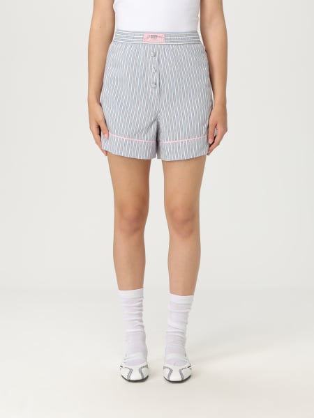 Ganni: Pantaloncino Ganni in misto cotone a righe