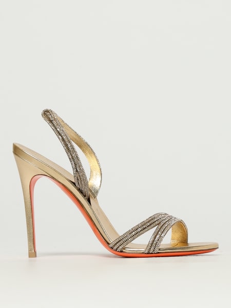 Santoni: Sandalo Justine Santoni in nappa laminata con strass all over