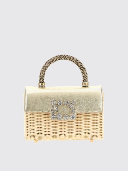 Roger Vivier: Borsa Roger Vivier in rafia e pelle laminata con fibbia gioiello