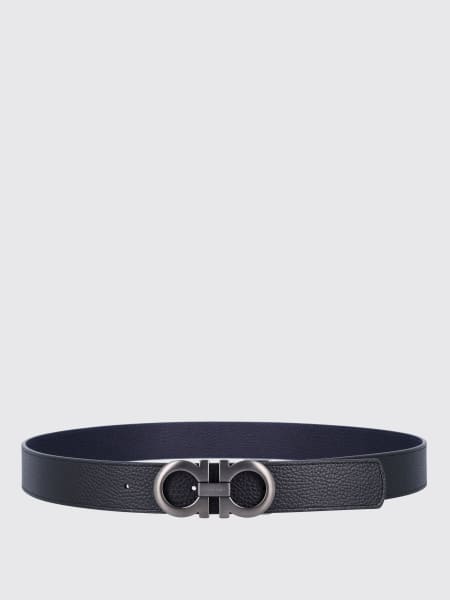 Cintura Gancini Ferragamo reversibile in pelle a martellata