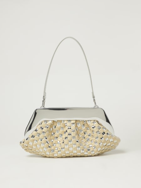 Borsa Themoirè in pelle vegana verniciata e rafia intrecciata