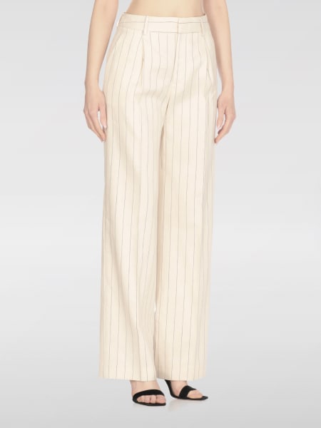 Pantalone PT Torino in lino e cotone gessato>