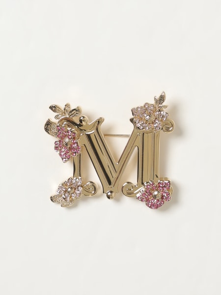 Spilla Max Mara in ottone con strass incastonati >
