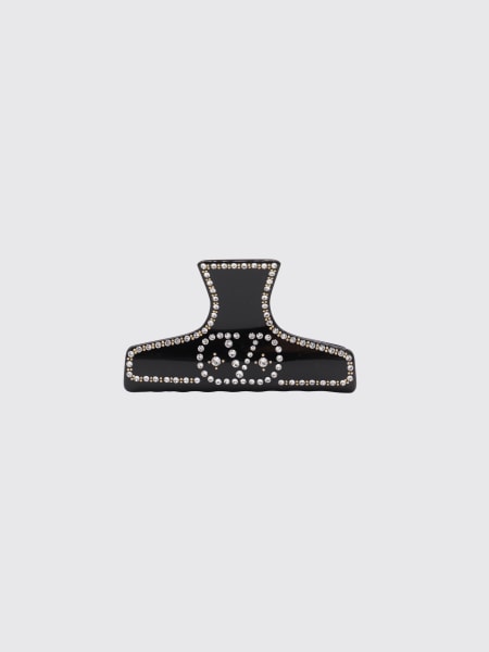 ヘアアクセサリー VALENTINO GARAVANI Woman Hair accessory Black Rockstud Satin And Metal Headband for Woman in Black