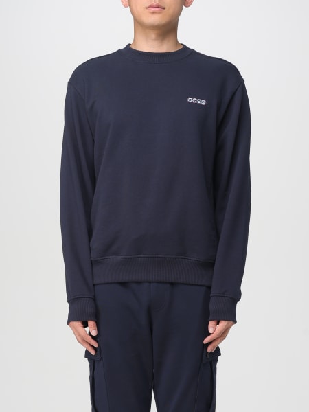 Boss: Felpa a girocollo in cotone con logo Boss
