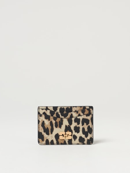 Portacarte Ganni Bou con stampa leopardata