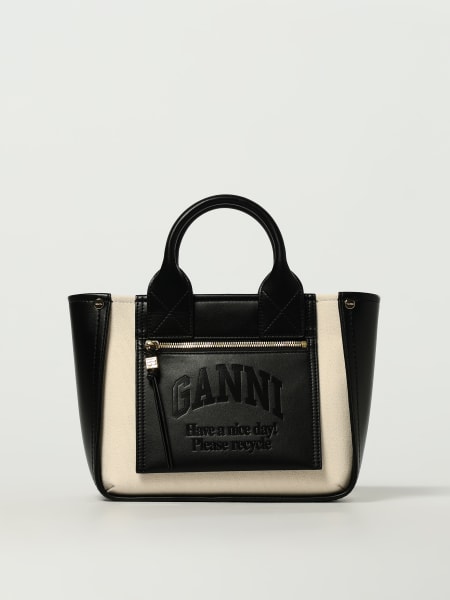 Borsa a mano in pelle sintetica e cotone Ganni