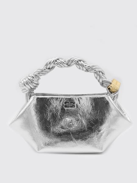 Borsa a mano Bou in pelle metallizzata Ganni