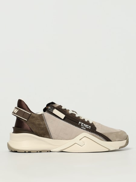 Sneakers Flow Fendi in camoscio e cotone con monogram FF jacquard >