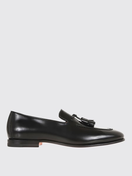 Mocassino Santoni in pelle spazzolata con nappe >