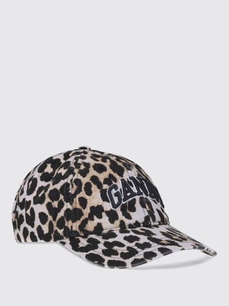 Cappello Ganni in cotone stampa animalier