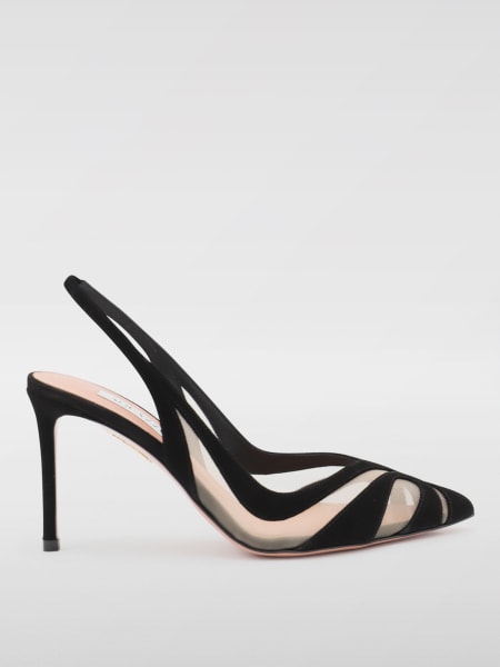 Slingback Lune Aquazzura in nylon a rete e camoscio