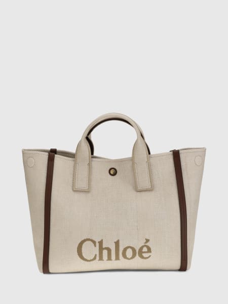 Borsa Carry Chloé in canvas con logo jacquard