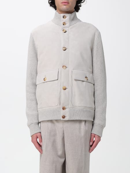 Blouson Brunello Cucinelli in pelle scamosciata e lana