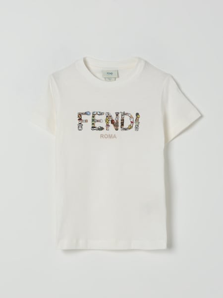 T-shirt in cotone con logo stampato Fendi