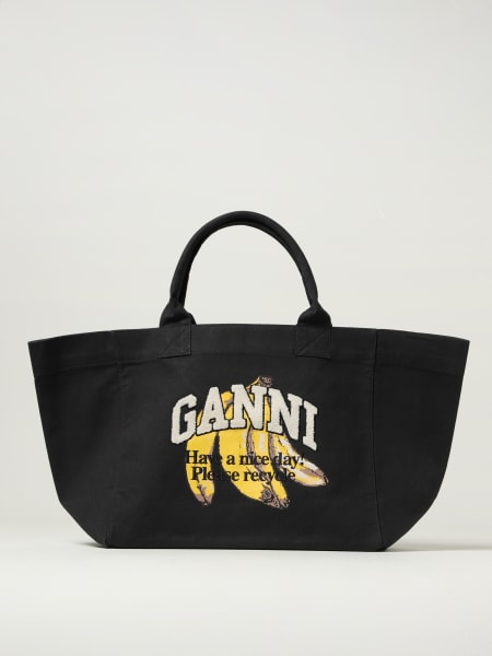 Borsa tote in cotone stampa Banana Ganni