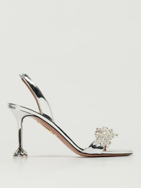Slingback Aquazzura in vernice laminata con cristalli