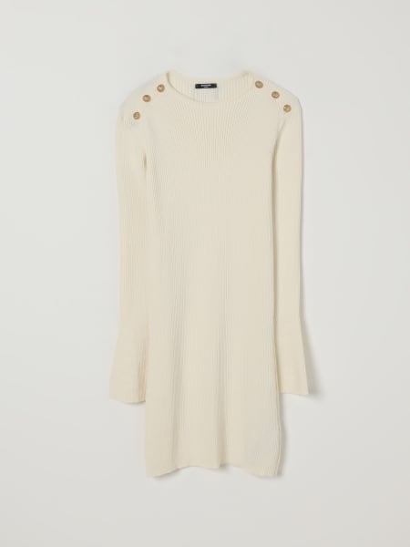 Abito in maglia di lana vergine a coste Balmain
