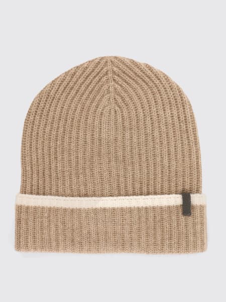 Cappello Brunello Cucinelli in cashmere a coste con monile