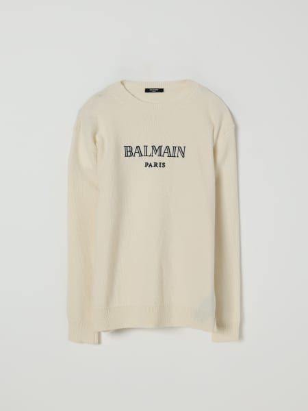 Maglia a girocollo con logo jacquard Balmain