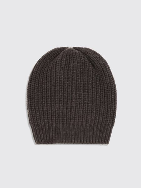 Cappello Brunello Cucinelli in cashmere a coste con paillettes ricamate