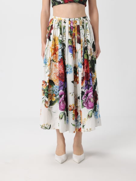 Gonna midi Dolce & Gabbana in cotone con stampa floreale