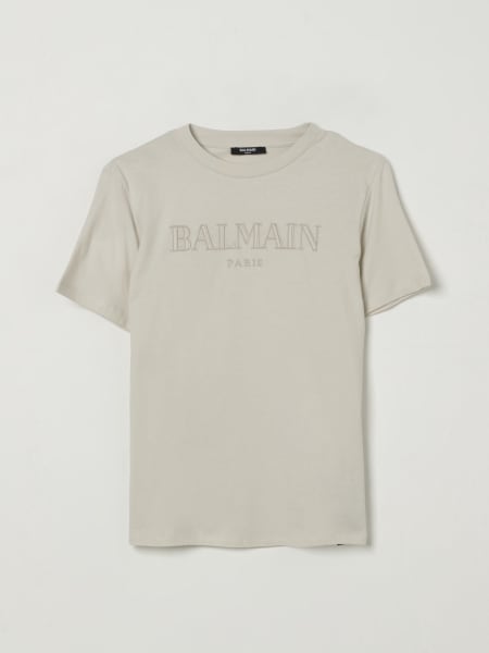 T-shirt in cotone con logo ricamato Balmain