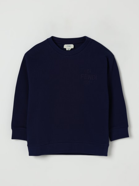 Felpa a girocollo in cotone con logo Fendi